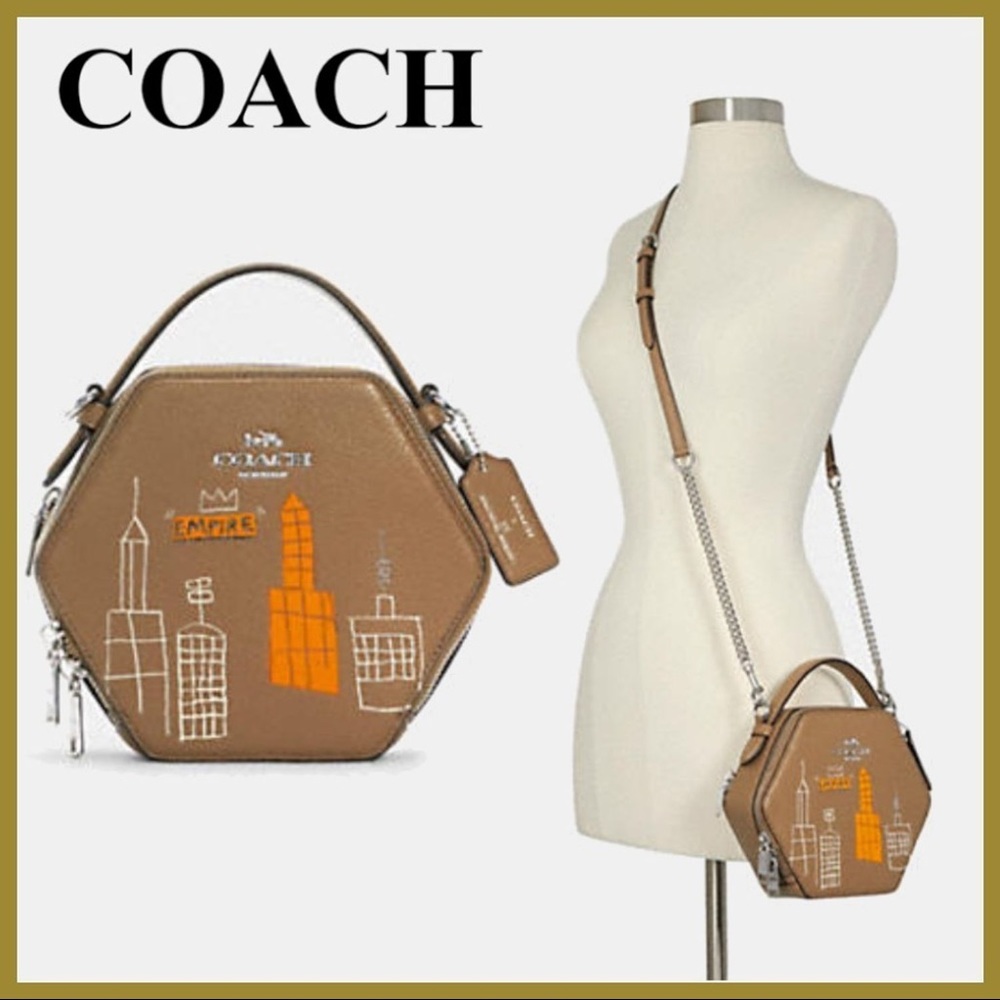 Coach X Jean Michel Basquiat Set - Mecca Hexagonal Xbody Bag & Matching Wristlet - Picture 5 of 16